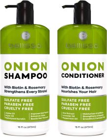 Onion Shampoo and Conditioner Set With Rosemary and Biotin Thickening Products for Women and Men Volumizing Salon Grade Formula for Thinning Hair