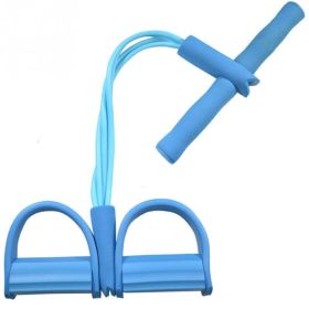 Natural Latex Foot Pedal Elastic Pull Rope with Handle Fitness Equipment Bodybuilding Expander (option: Blue2pc)
