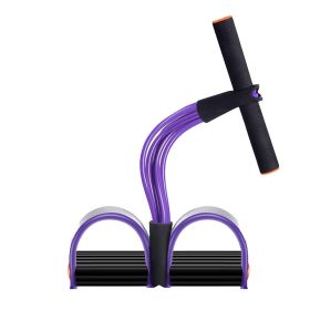 Natural Latex Foot Pedal Elastic Pull Rope with Handle Fitness Equipment Bodybuilding Expander (option: Purple 6 Tubes)