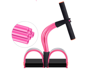 Natural Latex Foot Pedal Elastic Pull Rope with Handle Fitness Equipment Bodybuilding Expander (option: Pink 6 Tubes)