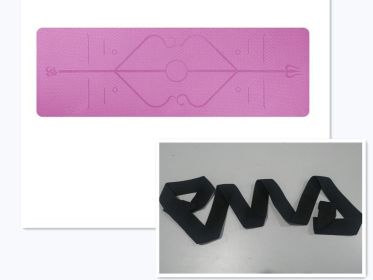 Non Slip TPE Yoga Mat Position Line Beginner (option: Pink set)