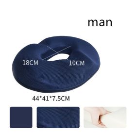 Seat Cushion Pillow for Office Memory Foam (option: Navy Blue-Grid-Man)