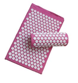 Acupuncture Yoga Cushion Massage Cushion and Pillow (option: Pink-Lotus)