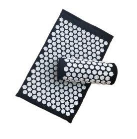 Acupuncture Yoga Cushion Massage Cushion and Pillow (option: Black-Lotus)